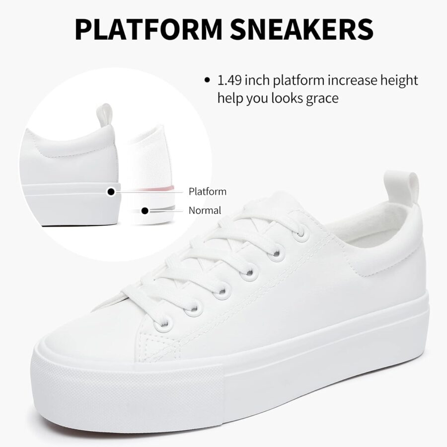 SERNIAL Womens White Platform Sneakers