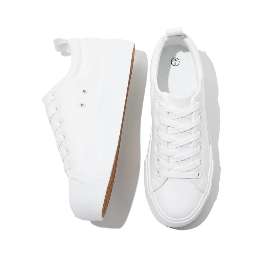 SERNIAL Womens White Platform Sneakers