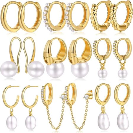 18 Pcs Small Gold Huggie Hoop Earrings for Women