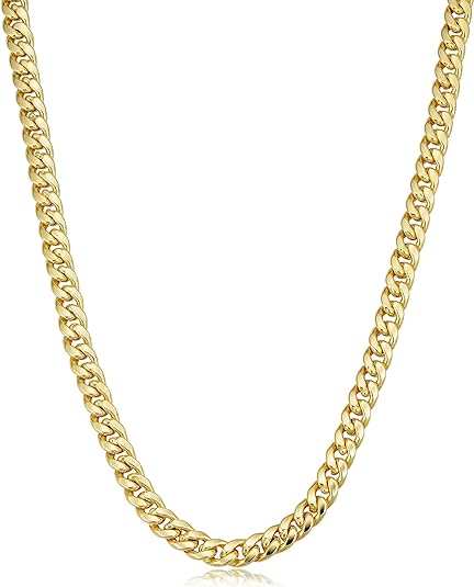 Kooljewelry Mens Womens Real 14k Yellow Gold 5.3 mm Miami Cuban Link Necklace