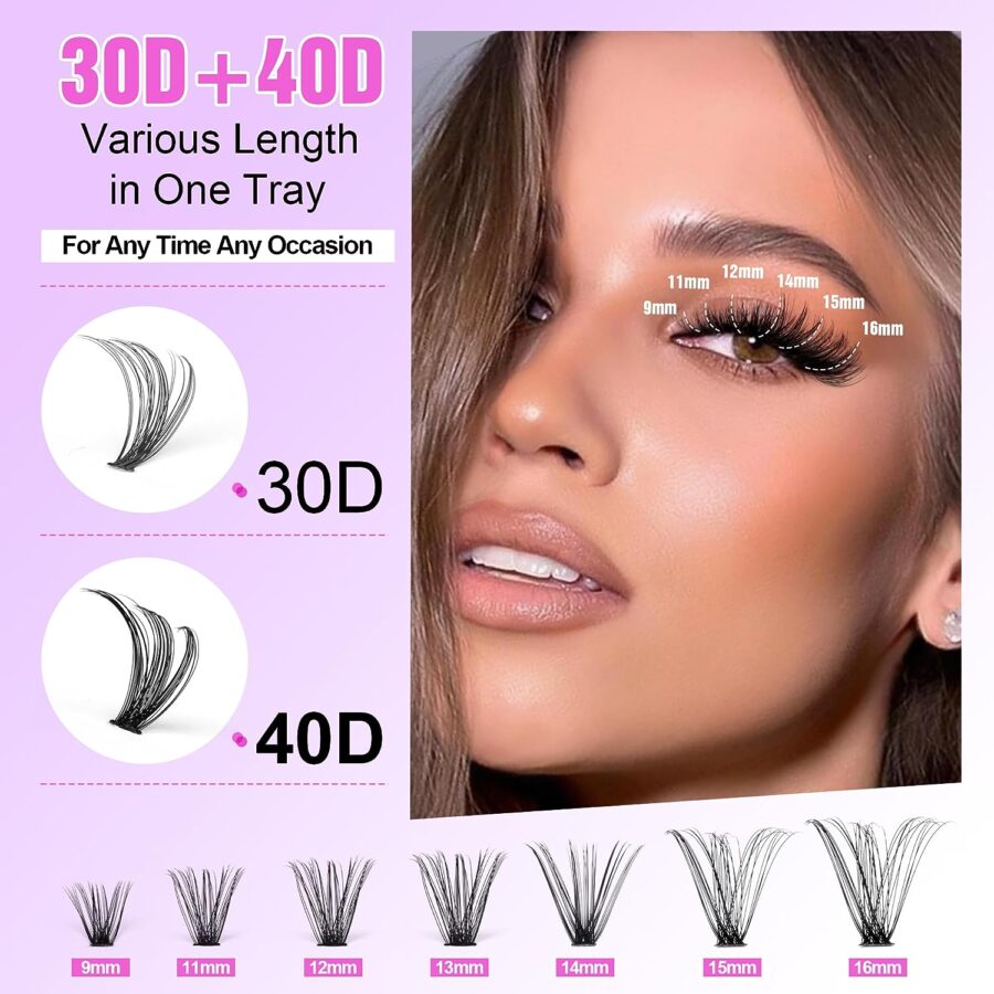 Pawotence Lash Extension Kit DIY 280pcs Lash Clusters Eyelash Extension Kit