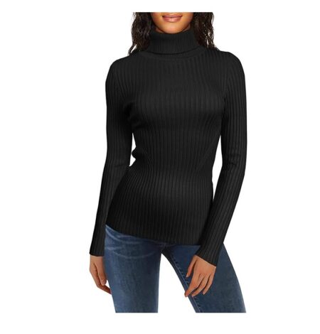 v28 Mock Neck Ribbed Sweaters for Women